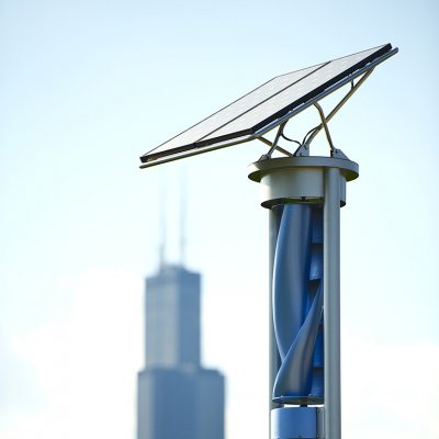 Savoniova turbínka se šroubovitým tvarem lopatek v spojení se solárním článkem (Zdroj: © Tomasz Zajda / stock.adobe.com)