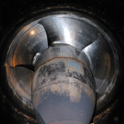 Hrot rotoru Kaplanovy turbíny v akumulační elektrárně (Zdroj: ČEZ, a. s.)