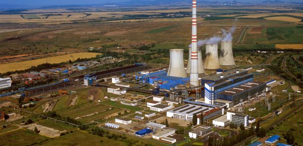 Letecký pohled na uhelnou elektrárnu Tušimice II (Zdroj: ČEZ, a. s.)