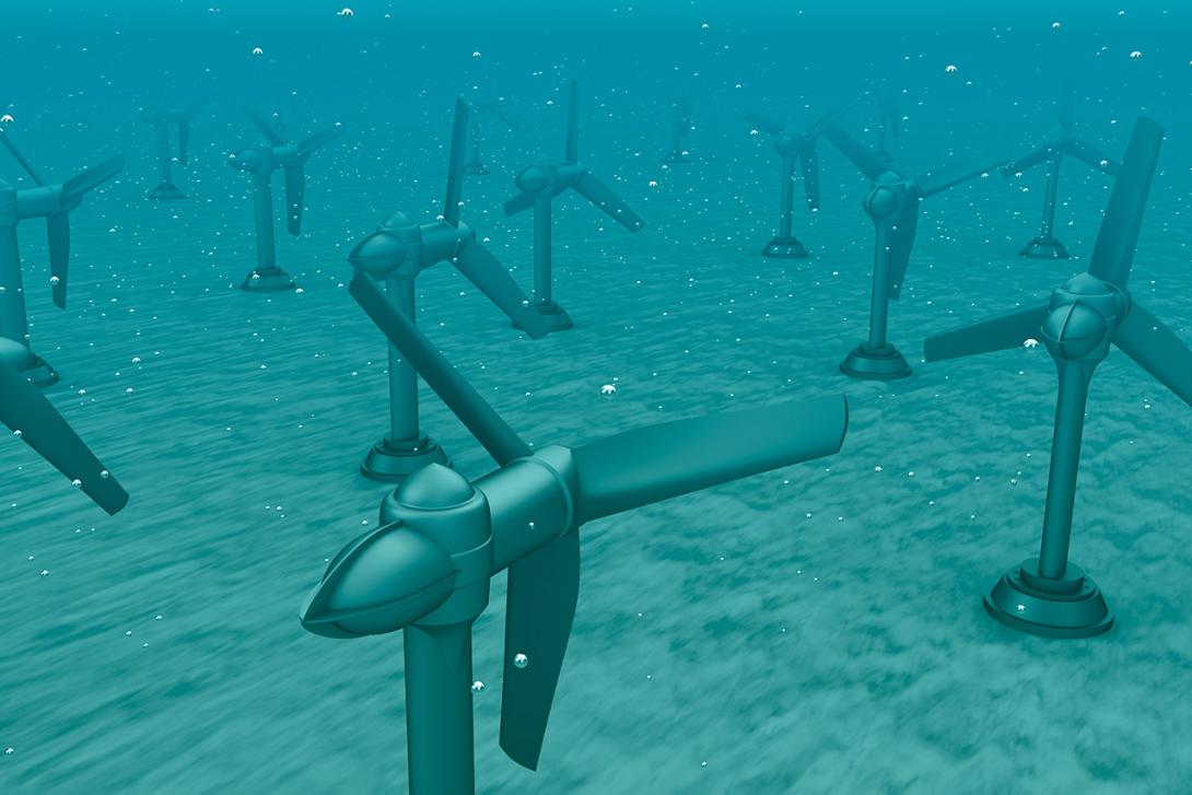 Podmořské elektrárny využívající proudění pod hladinou moře budou vypadat jako malé větrníky (Zdroj: © Alexandr Mitiuc / stock.adobe.com)
