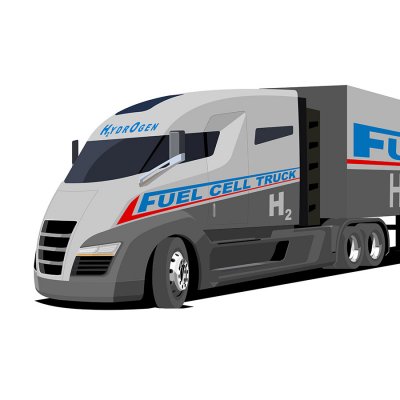 Model nákladního automobilu budoucnosti s pohonem využívajícím vodíkové palivové články (Zdroj: © dreampicture / stock.adobe.com)