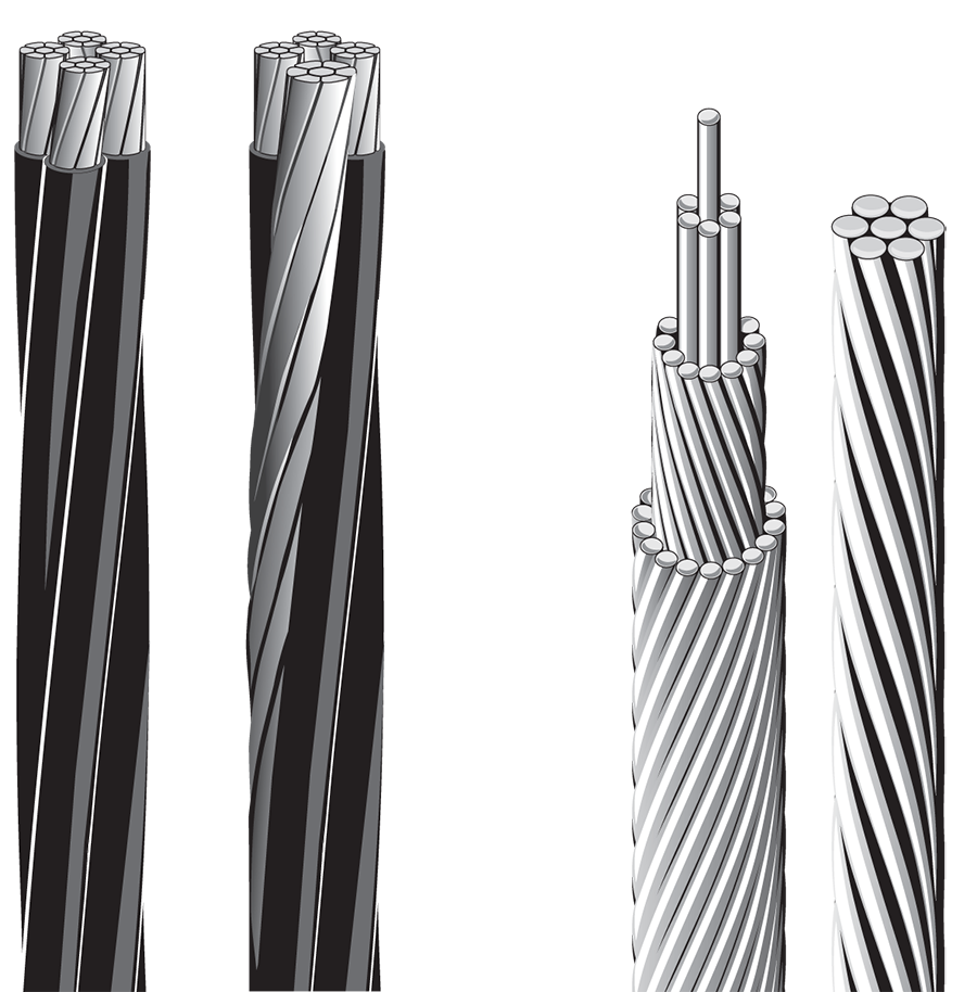 Nejčastěji používanými lanovými vodiči nadzemních linek jsou vícevrstvá ocelově hliníková lana (Zdroj: © Vasca / stock.adobe.com)