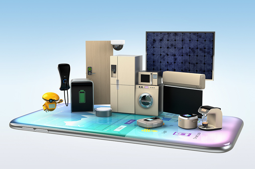 Mobilním telefonem lze v chytré domácnosti kontrolovat a ovládat spousty malých i velkých spotřebičů (Zdroj: © chesky / stock.adobe.com)